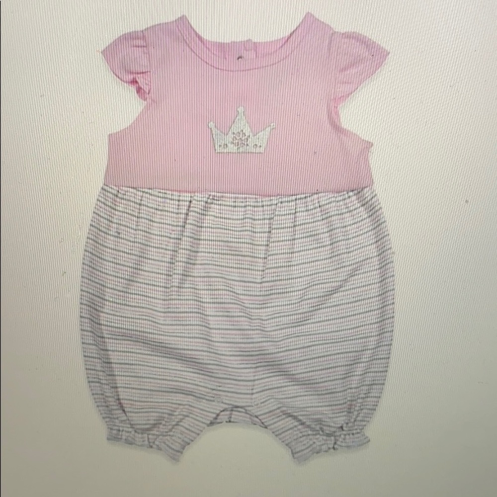 Sterling Baby stripes and solid romper in pink